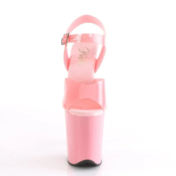 Pleaser FLAMINGO-808N Series 8x22 Heel Ankle-Strap Sandal - Black (Jelly-Like) TPU - 12