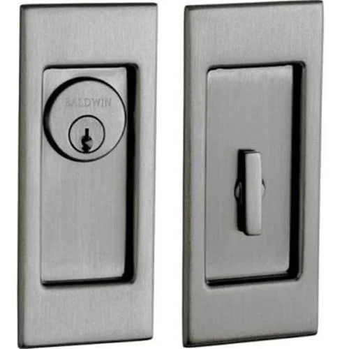Baldwin Interior Privacy Trim Santa Monica Pocket Door, Lifetime Polished Brass, S