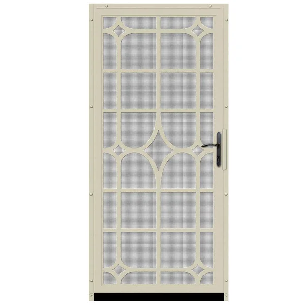 Unique Home Designs 36 in. x 80 in. Lexington Almond Surface Mount Steel Security Door with Insect Screen and Bronze Hardware - B