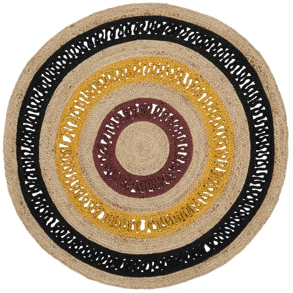 Safavieh Natural Fiber NF803K Area Rug, Black, Natural, 8' x 8' Round