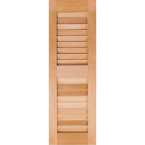 Ekena Millwork RWL18X025UNW Exterior Real Wood Western Red Cedar Open Louvered Shutters (Per Pair), Unfinished, 18x22W x 25x22H