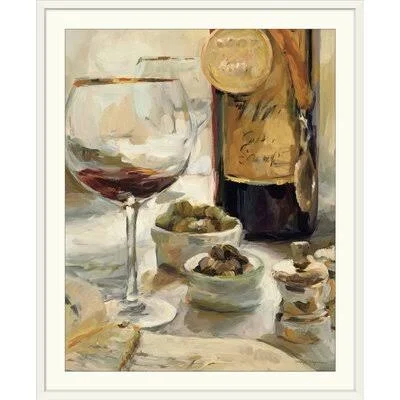 Yves Award Winning Wine I& by Marilyn Hageman Painting Print Fleur De Lis Living Format: White Frame, Size: 32x22 H x 27x22 W x