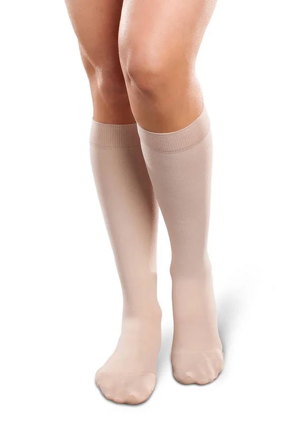 Therafirm Ease Opaque Women's 20-30 Knee High Compression Stockings Sand Medium Petite