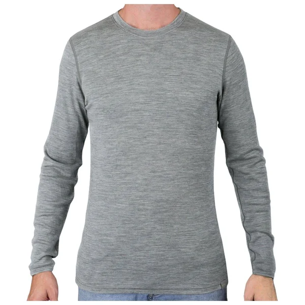 Meriwool Mens Base Layer - 100% Merino Wool Midweight Long Sleeve Thermal Shirt - Men's, Size: Small, Gray