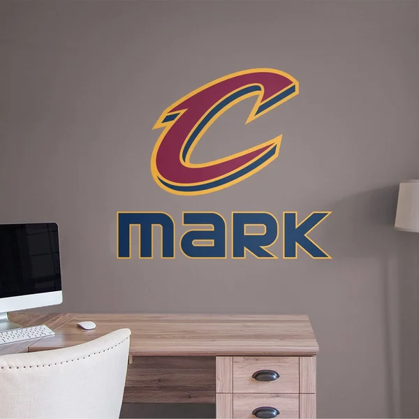 Cleveland Cavaliers: Stacked Personalized Name - Officially Licensed NBA TRANSFER Wall Decal in Navy (52x22W x 39.5x22H) by Fath