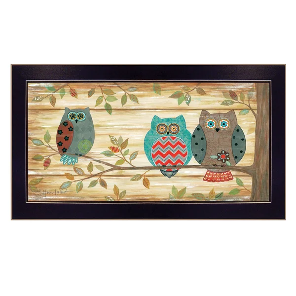 Three Wise Owls by Annie LaPoint Ready to Hang Printed Wall Art - Black Frame