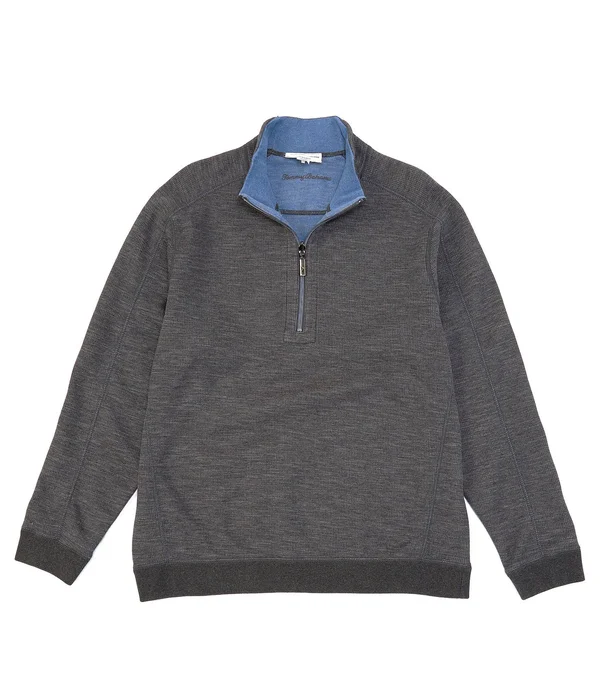 Tommy Bahama Men's Flipsider Half Zip Jacket - Dark Pewter Heather - XL