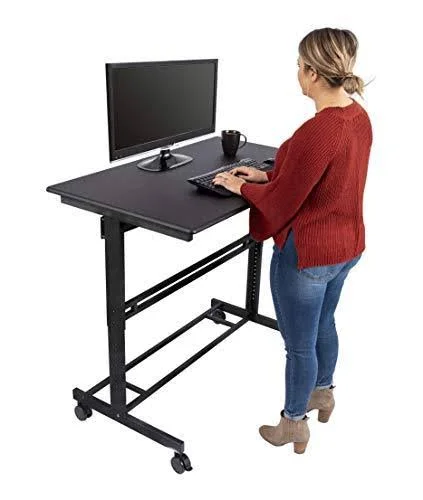 Stand Up Desk Store Rolling Adjustable Height Standing Desk Computer Workstation (Black - 48x22 wide)