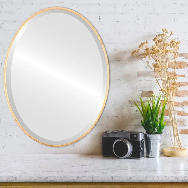 Singapore Framed Oval Mirror - Gold Leaf - 18 5/8x22x24 5/8x22
