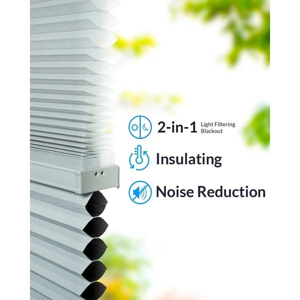 Chicology Day N& Night Cordless Cellular Shades - Grey Sheen - Gray Sheen - 26x22 x 72x22