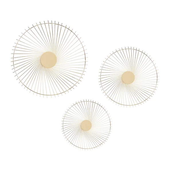 Gold Iron Contemporary Wall Decor (Set of 3) - 23 x 3 x 23 Round, 22.63" x 22.63" x 2.50"
