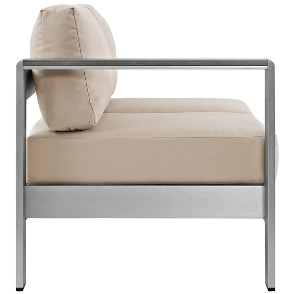 Modway Shore Left-arm Corner Sectional Outdoor Patio Aluminum Loveseat - Silver Orange