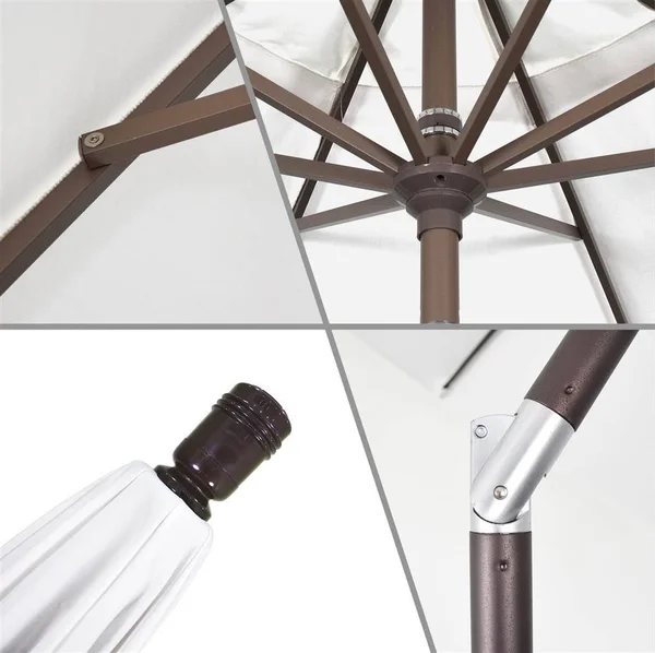 California Umbrella 9 ft. Bronze Aluminum Market Auto-Tilt Crank Lift Patio Umbrella in Tangerine Sunbrella