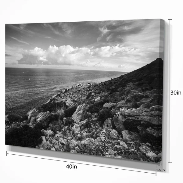 Sunrise Over Sicily Black and White Photographic Print on Wrapped Canvas, Size: 40 in. Wide x 30 in. High