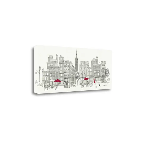 Tangletown Fine Art World Cafe Panel III - NYC Red by Avery Tillmon Graphic Art on Wrapped Canvas