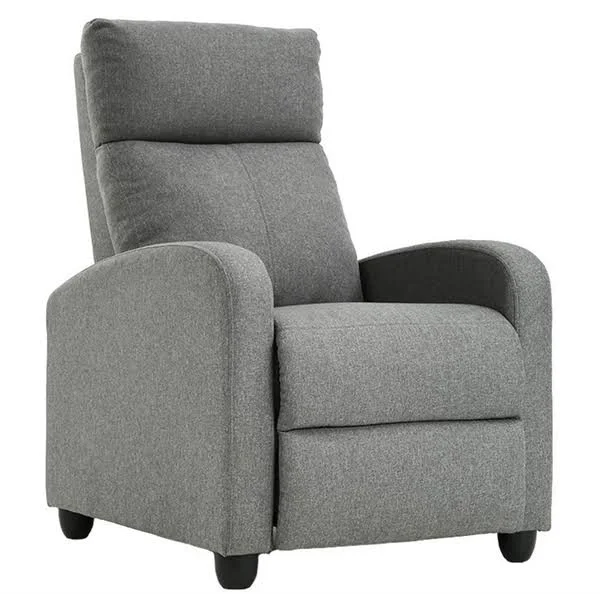 Easyfashion Fabric Push Back Theater Recliner Chair - Gray