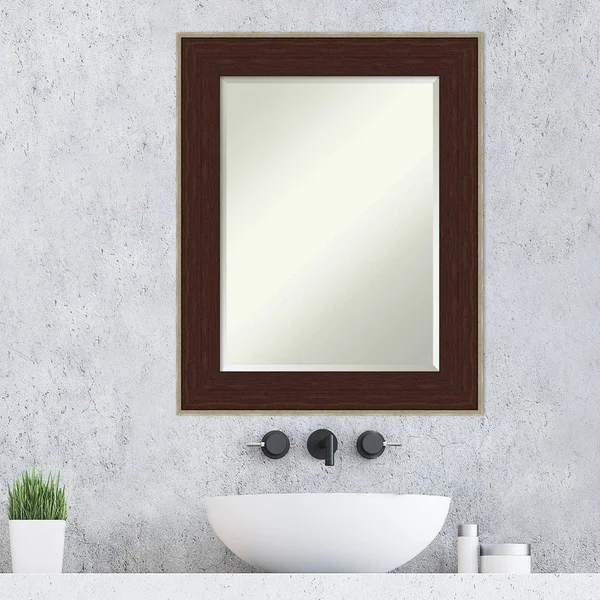24x22 x 30x22 William Framed Bathroom Vanity Wall Mirror Espresso Silver - Amanti Art