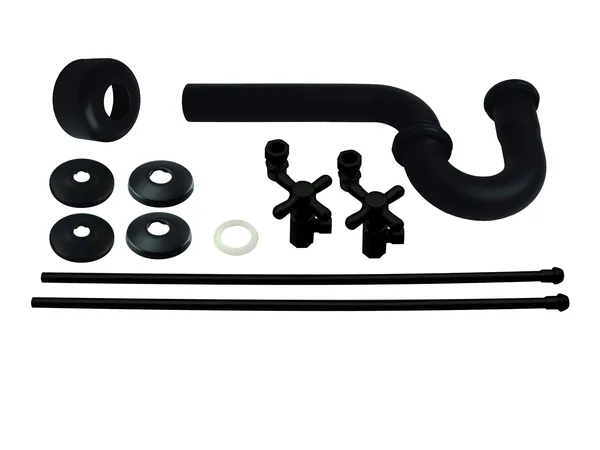 Westbrass Traditional Pedestal Lavatory Kit - Cross Handles - Black, D1838L-62