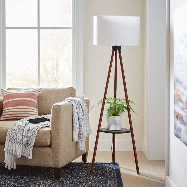 Adesso Walnut Unique Tripod Floor Lamp