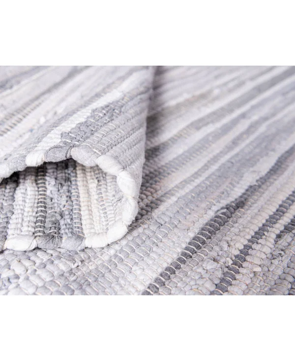 Unique Loom Striped Chindi Cotton Rug, Gray (9& 0 x 12& 0)