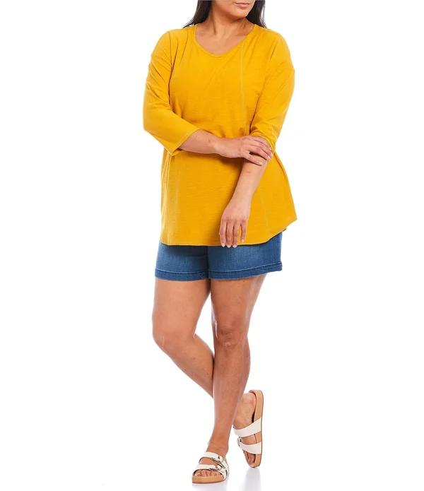 Westbound Plus Size 34 Sleeve Seam Solid Cotton Blend Tee, Womens, 2X, Antique Green - Dillard&s Exclusive