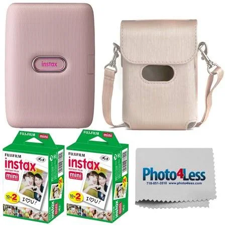 Fujifilm Instax Mini Link Smartphone Printer Dusty Pink, 40 Exposures, Case