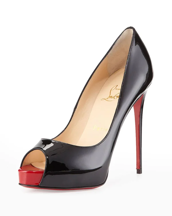 Christian Louboutin New Very Prive 120 Black/Red Patent Leather - Women Shoes