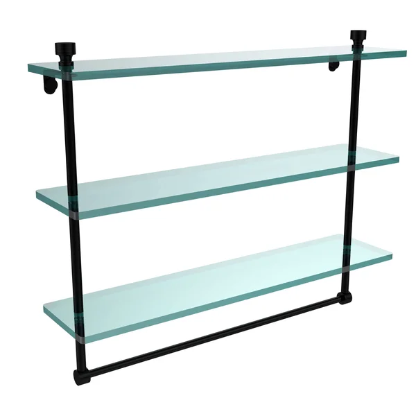 Allied Brass Foxtrot Collection 22-inch Triple Tiered Glass Shelf with Integrated Towel Bar - Matte Black