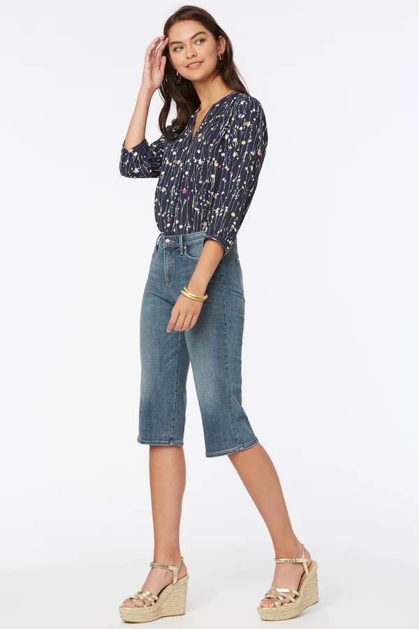 Nydj Wide Leg Pedal Pusher Jeans - Seline - Blue - 10