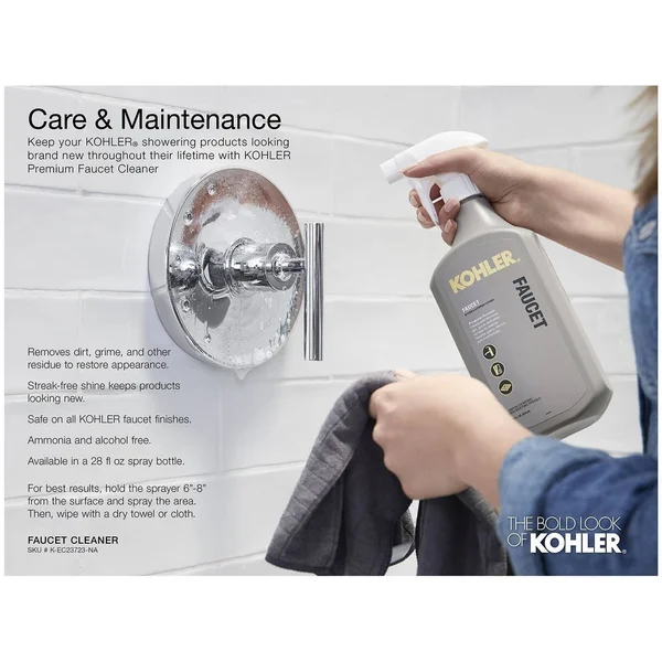 KOHLER K-T13174-3A-CP Pinstripe Pure Volume Control Trim, Cross Handle, Polished Chrome