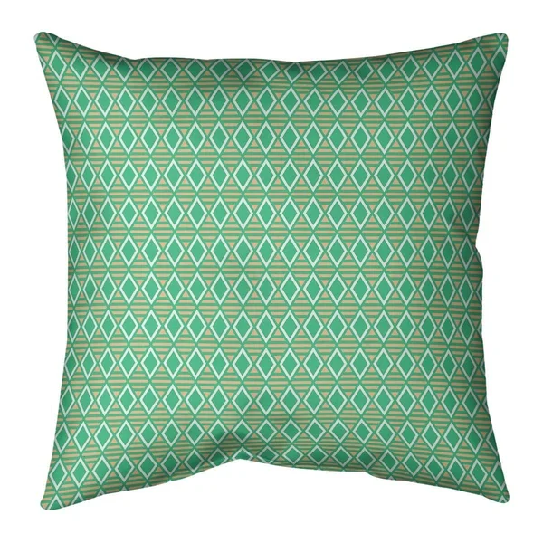 Two Color Geometric Diamonds Throw Pillow - 20 x 20 - Green & Orange - Cotton