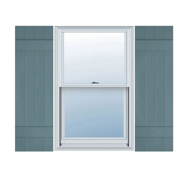 14 inchw x 48 inchh Lifetime Vinyl, Custom Four Board Joined (2 Batten), Board-n-Batten Shutters, w/Shutter-Loks (Per Pair), Wed