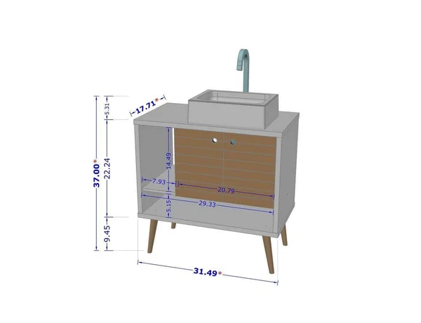 Manhattan Comfort 240BMC93 Liberty 31.49 Bathroom Vanity with Sink and 2 Shelves in Rustic Brown and Aqua Blue