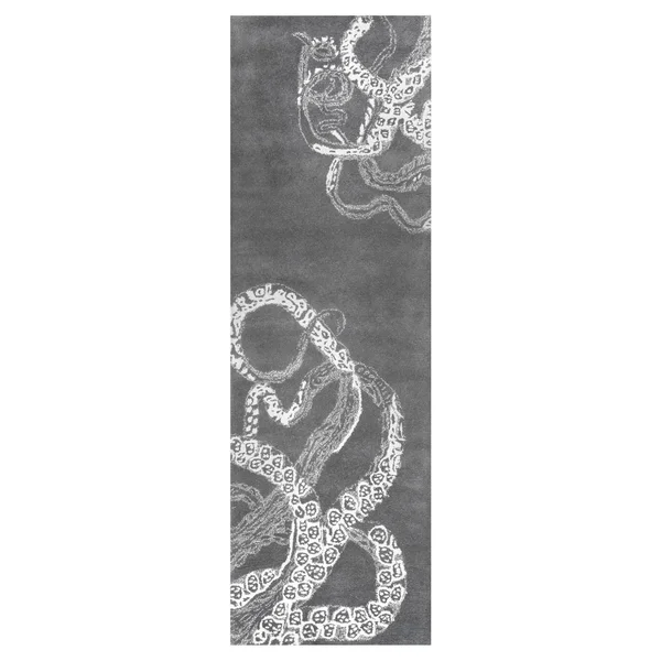nuLOOM Octopus Tail Abstract Wool Runner Rug, 2& 6x22 x 8&, Midnight