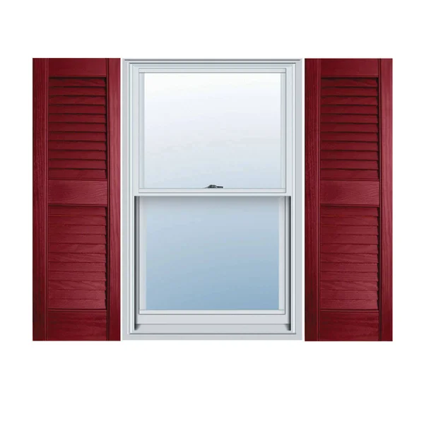 12x22 x 67x22 Builders Choice Vinyl Open Louver Window Shutters, w/Shutter Spikes & Screws (Per Pair), Cranberry
