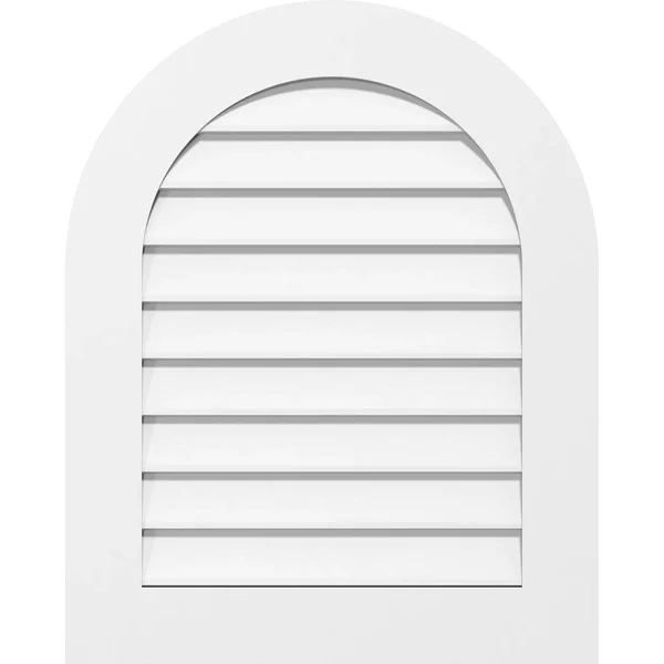 Ekena Millwork GVPRT14X3801SN 14x22W x 38x22H Round Top Surface Mount PVC Gable Vent: Non-Functional, w/ 3-1/2x22W x 1x22P Stand
