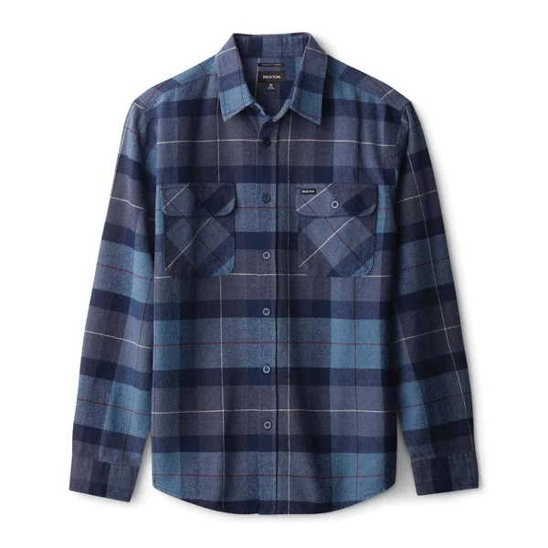 Brixton Bowery Flannel Shirt S, Navy, Navy/Carolina Blue