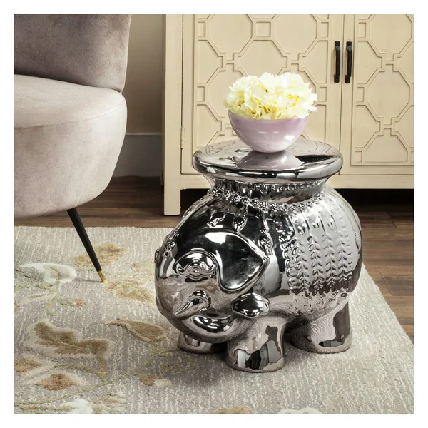 Safavieh Ceramic Elephant Garden Stool-Silver