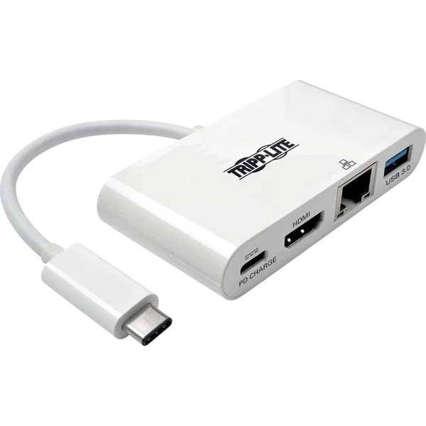 Tripp Lite USB C to HDMI Multiport Video Adapter Converter with USB-A Hub, USB-C PD Charging, Gigabit Ethernet Port, Thunderbolt