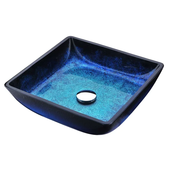 Anzzi LSAZ056-097B Viace Series Deco-Glass Vessel Sink Blazing Blue with Key Faucet Brushed Nickel