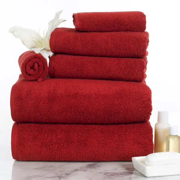 Solid Bath Towels and Washcloths 6pc Burgundy - Yorkshire Home