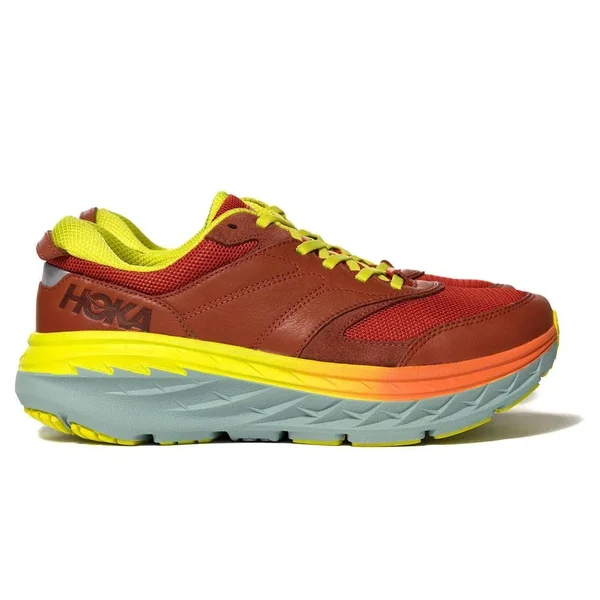 Hoka Bondi L Shoes in Red/Yellow - Size M7/W8