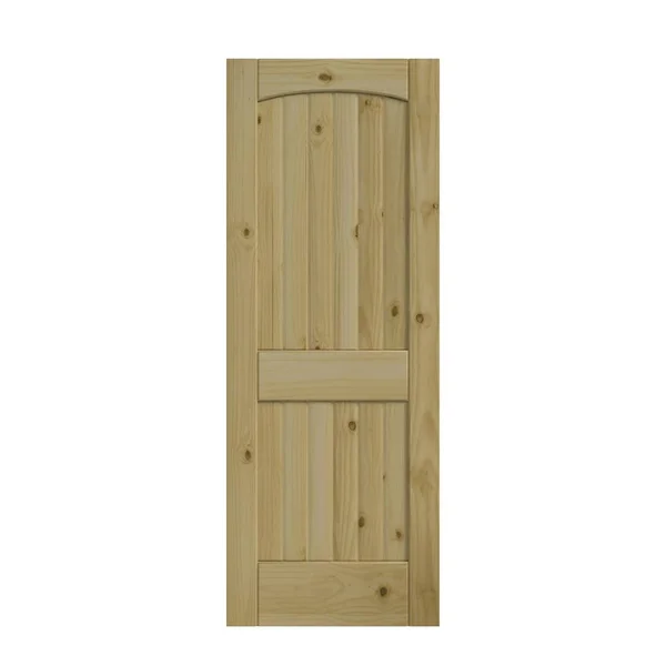 EightDoors 36-in x 80-in 2-Panel Arch Top Solid Core Unfinished Pine Wood Slab Door