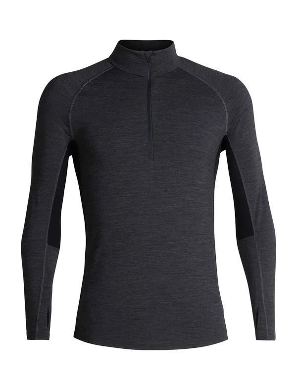Icebreaker Bodyfitzone 200 Mens Zone LS Half Zip (Jet Heather, Black)