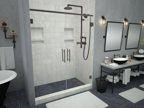 Tile Redi Single Threshold Shower Base with Designer Grate - Bronze