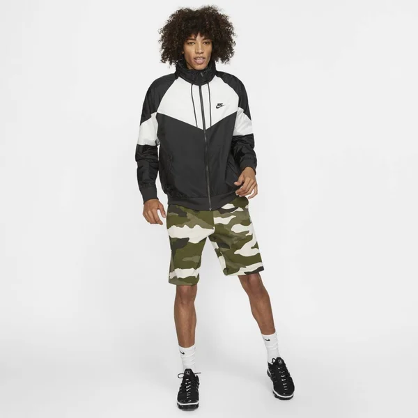 Nike Men's Sportswear Hooded Windrunner Jacket - Black/White
