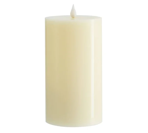 Classic Flickering Flameless Wax Pillar Candle, Ivory, 4 x 7.75