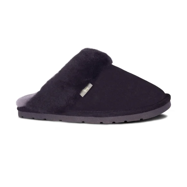 RJ Fuzzies Sheepskin RJS-100-BLACK-M Ladies SCUFF - Black - Medium