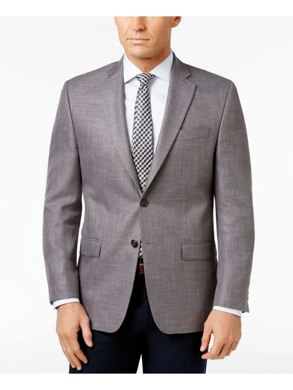 Lauren Ralph Lauren Mens Lexington Tweed Sportcoat Two-Button Blazer Gray 46L
