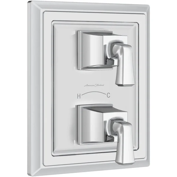 American Standard T455740.013 Town Square S Two-Handle Thermostat Shower Valve Trim Kit, Polished Nickel
